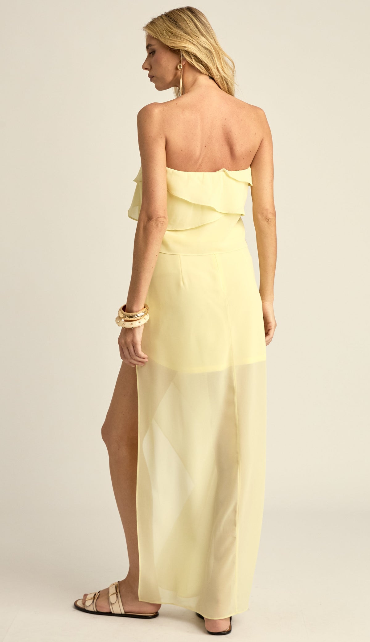Conjunto Longo Festa Chiffon Brianna Manteiga | Laguna