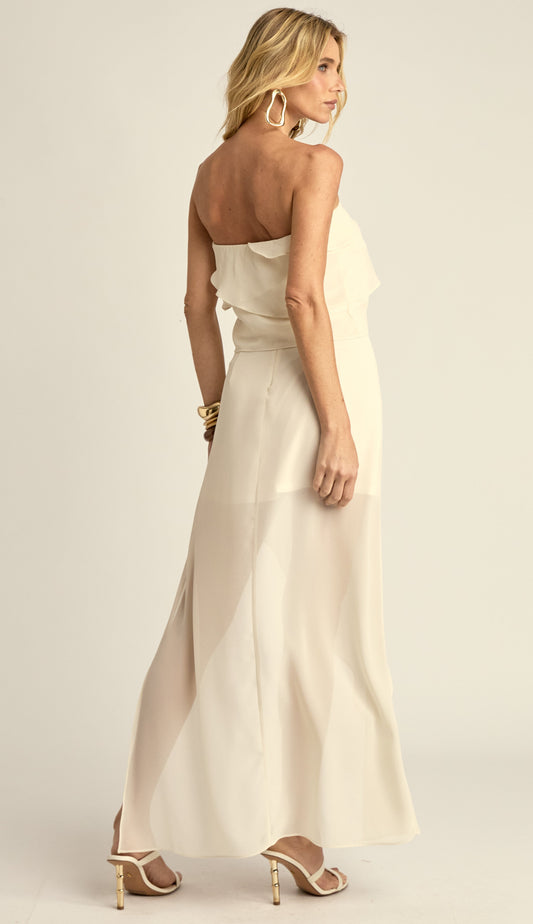 Conjunto Longo Festa Chiffon Brianna Off White | Laguna