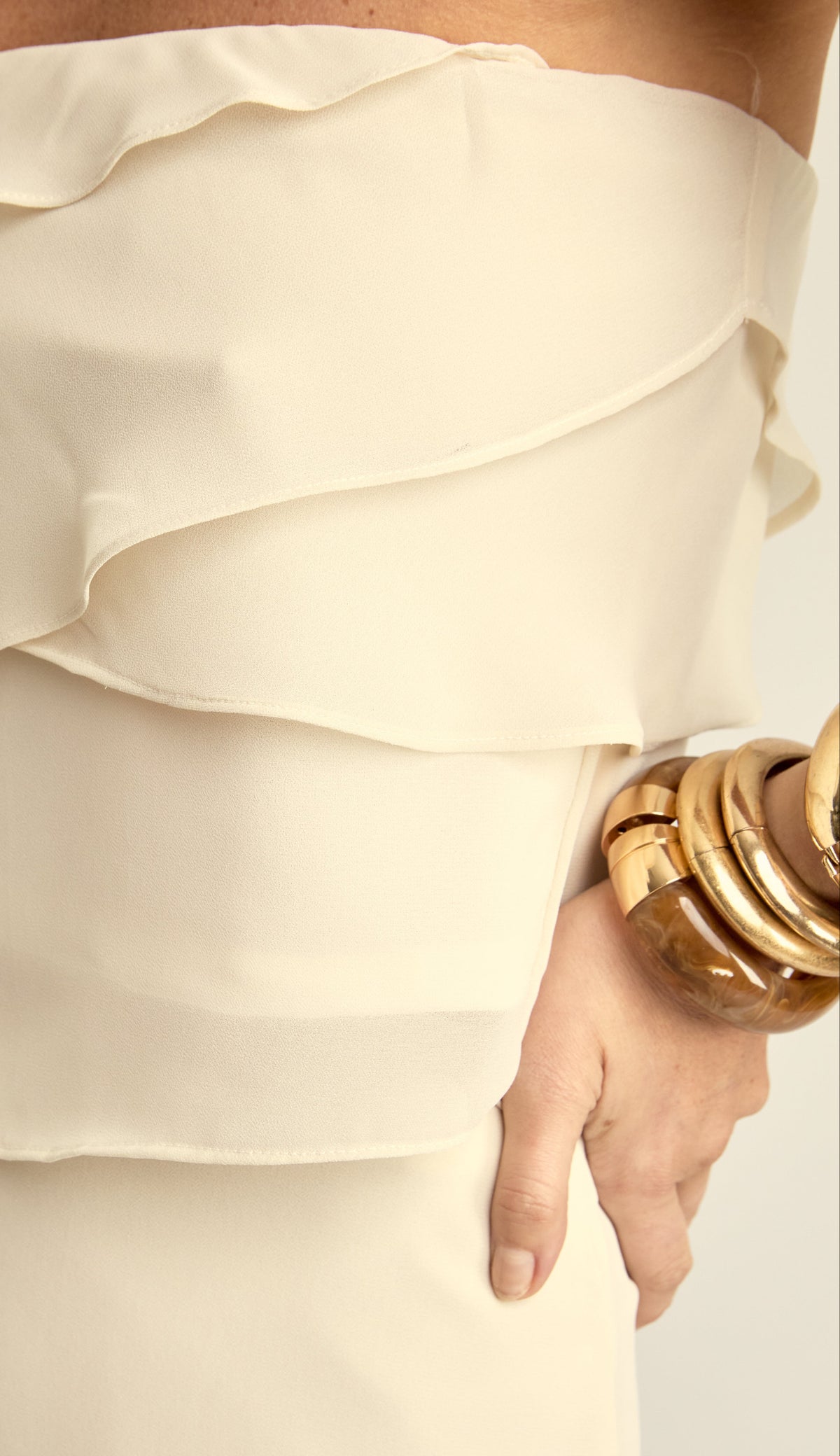 Conjunto Longo Festa Chiffon Brianna Off White | Laguna