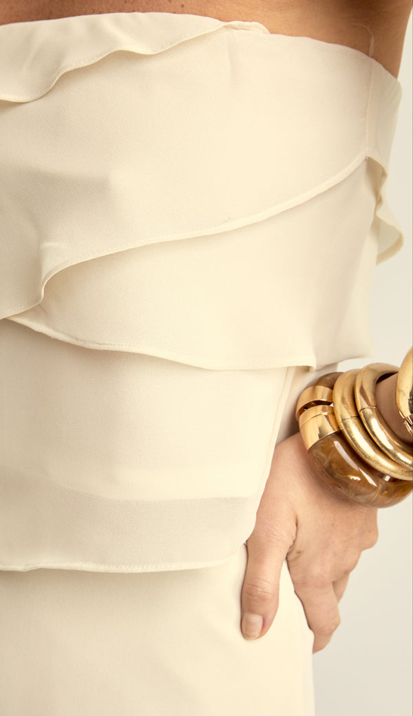 Conjunto Longo Festa Chiffon Brianna Off White | Laguna