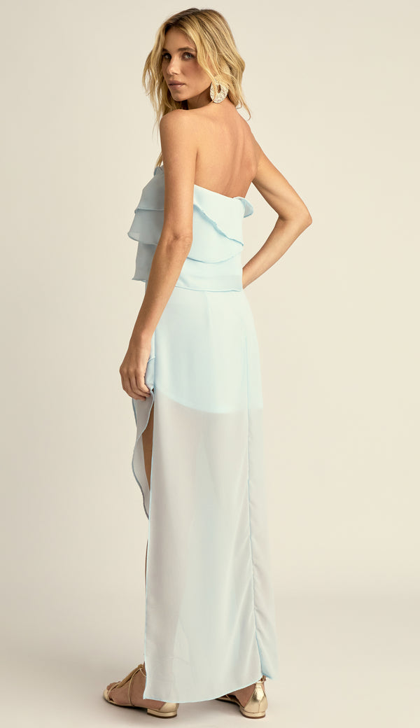 Conjunto Longo Festa Chiffon Brianna Azul | Laguna