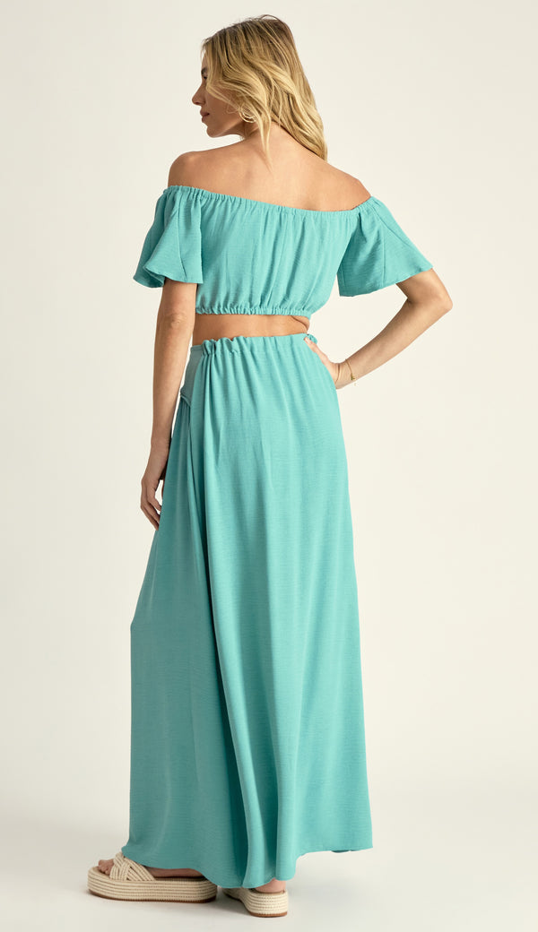 Conjunto em Crepe Texturizado com Efeito Amassadinho Berta Verde | Laguna