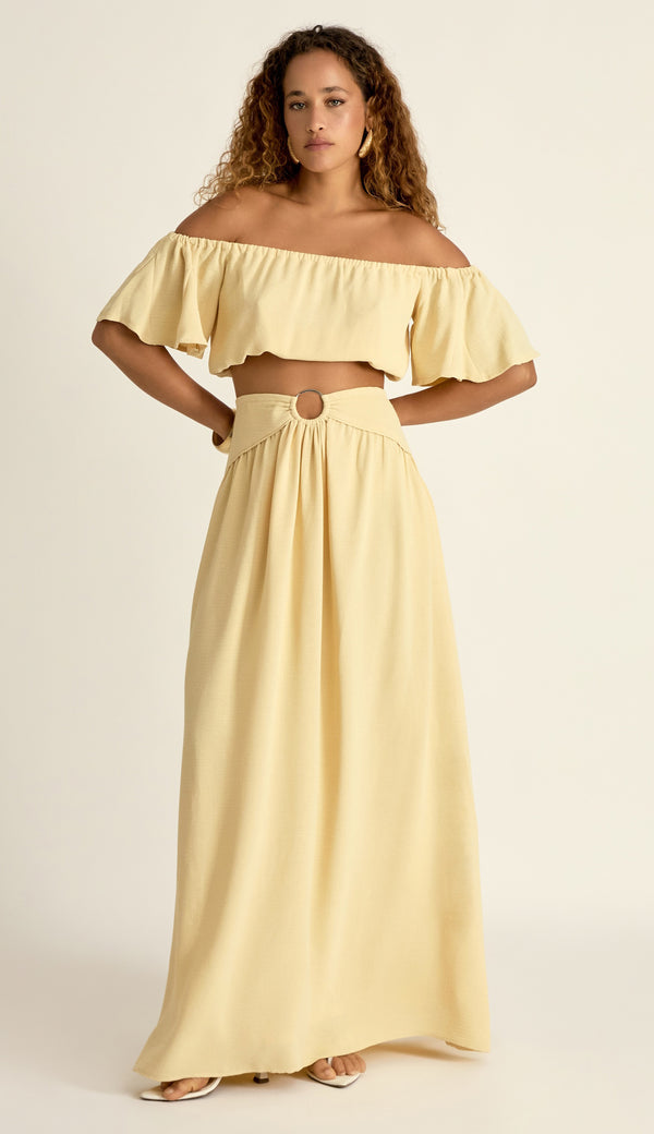 Conjunto em Crepe Texturizado com Efeito Amassadinho Berta Manteiga | Laguna
