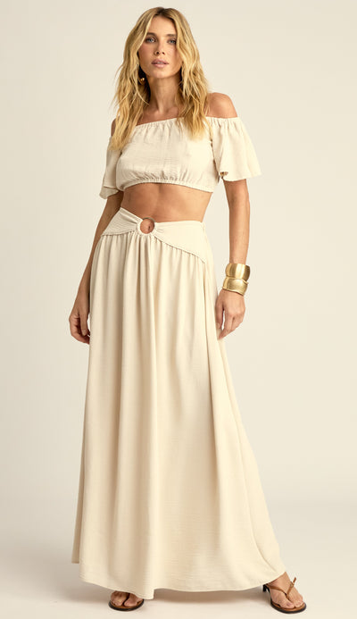 Conjunto em Crepe Texturizado com Efeito Amassadinho Berta Chantilly | Laguna