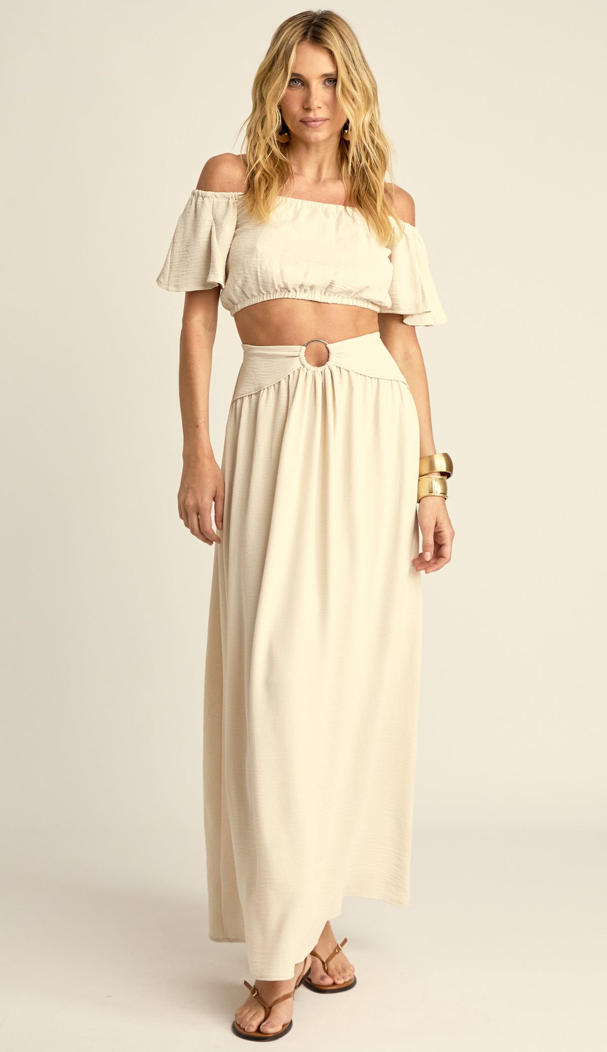 Conjunto em Crepe Texturizado com Efeito Amassadinho Berta Chantilly | Laguna