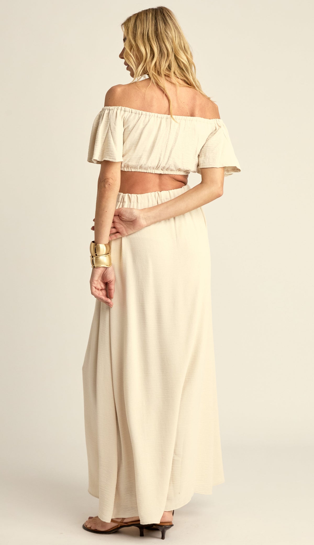 Conjunto em Crepe Texturizado com Efeito Amassadinho Berta Chantilly | Laguna