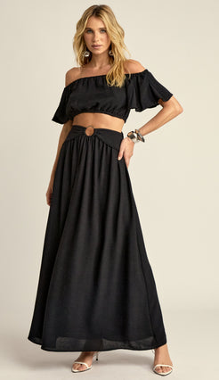 Conjunto em Crepe Texturizado com Efeito Amassadinho Berta Preto | Laguna