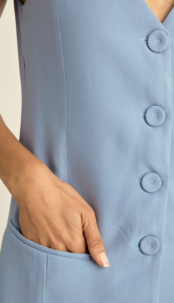 Conjunto Curto Alfaiataria Textura Grace Azul | Laguna