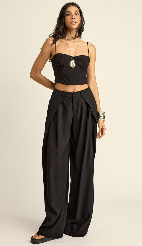 Conjunto Longo Alfaiataria Poliviscose Bruna Preto | Laguna