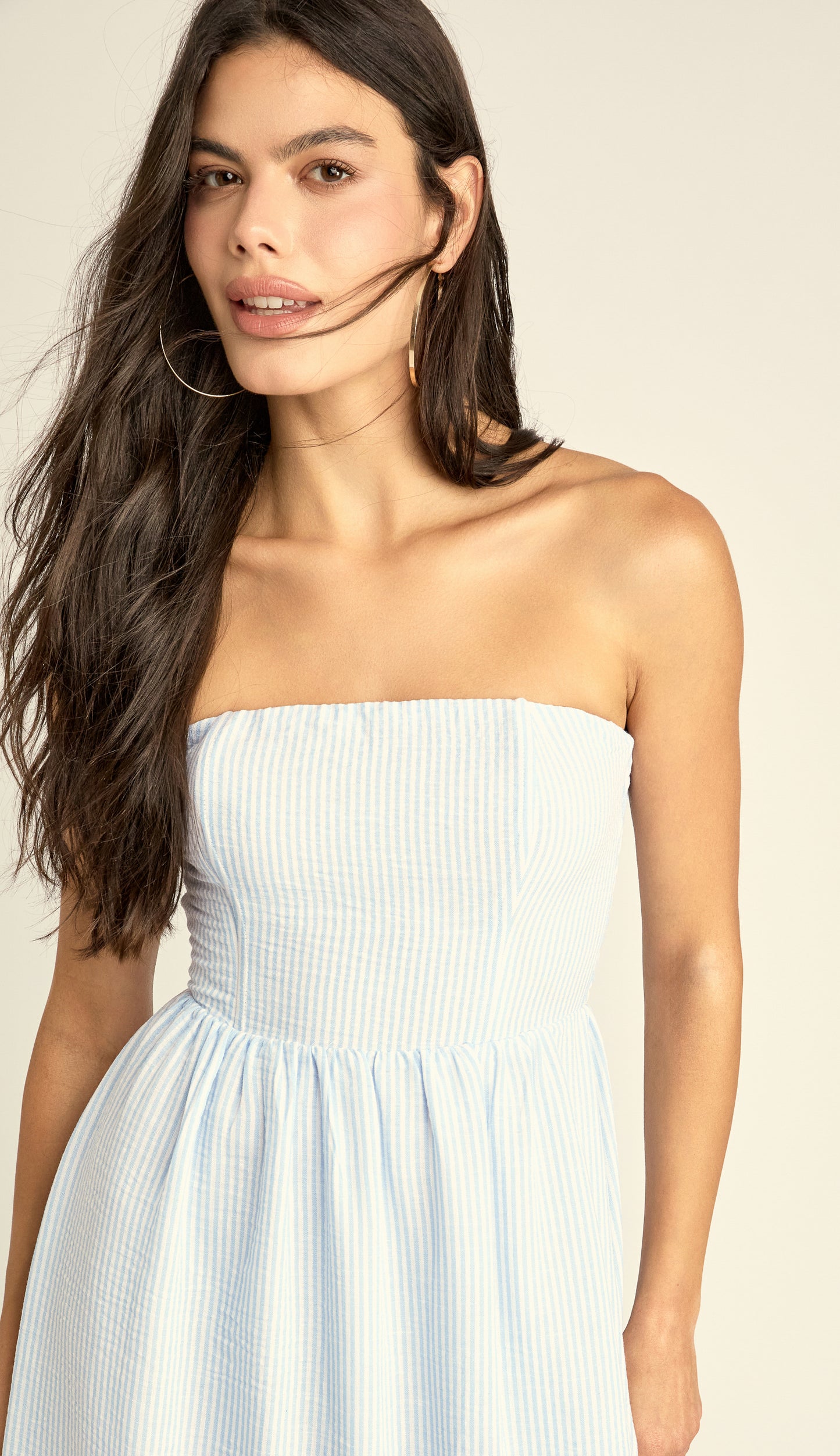 Vestido Longo Mullet Gaze Linho Listras Pri | Laguna