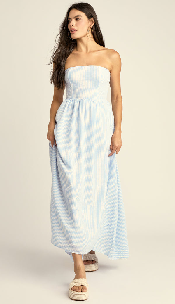 Vestido Longo Mullet Gaze Linho Listras Pri | Laguna