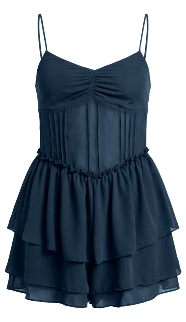 Macaquinho Drop Waist Crepe Belise Marinho | Laguna