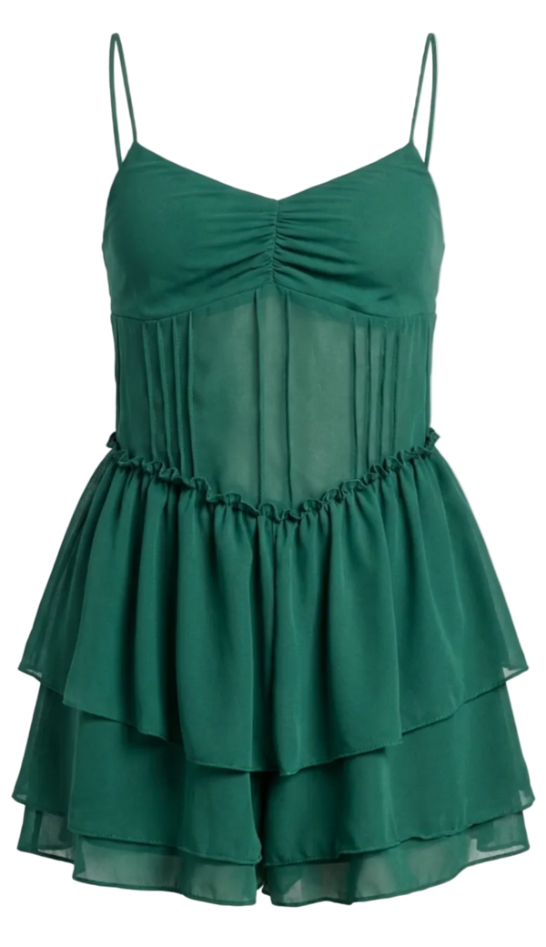 Macaquinho Drop Waist Crepe Belise Verde | Laguna