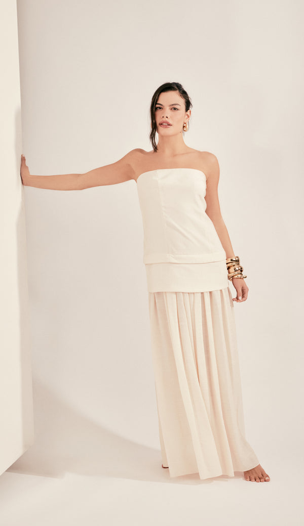 Vestido Longo Poliviscose Laura Off White | Laguna
