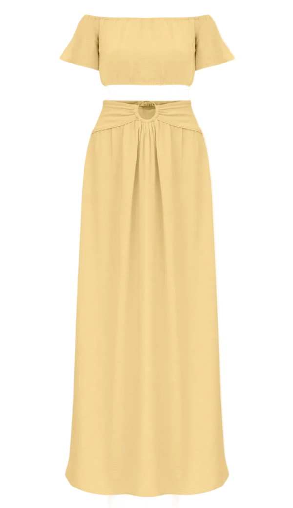 Conjunto em Crepe Texturizado com Efeito Amassadinho Berta Manteiga | Laguna