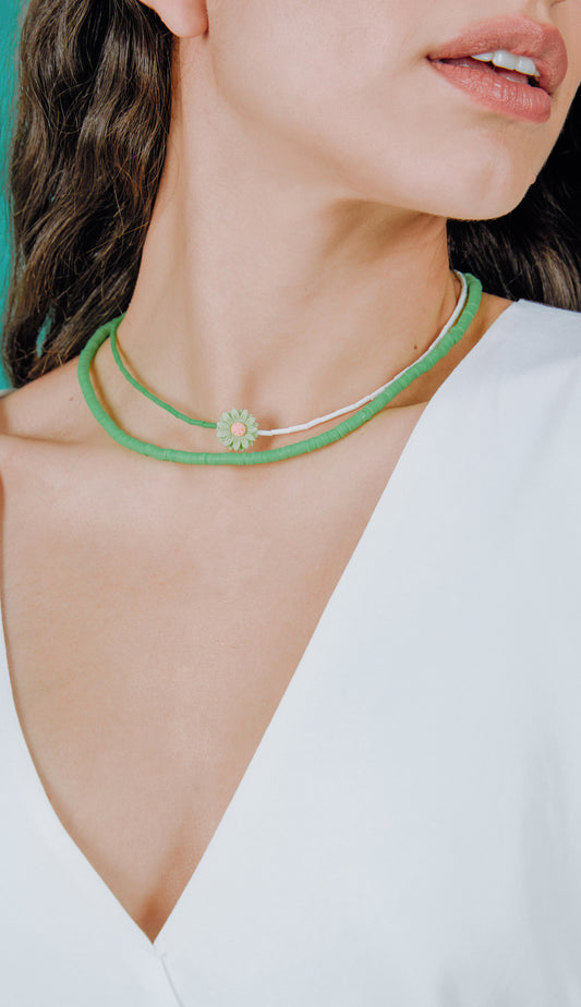 Duo Colares Canutilho E Polymer Verde