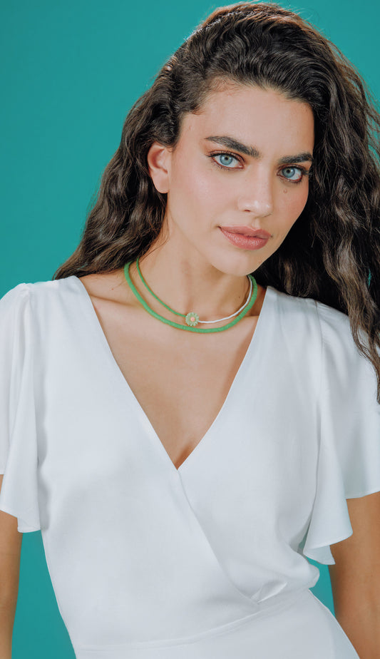 Duo Colares Canutilho E Polymer Verde