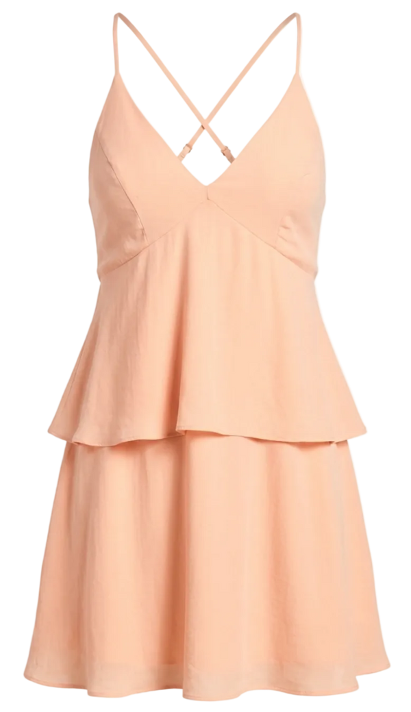 Vestido Curto Solto Crepe Elis Pêssego | Laguna