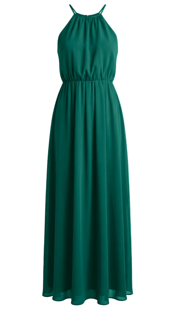 Vestido Longo Festa Crepe Chiffon Filipa Verde | Laguna