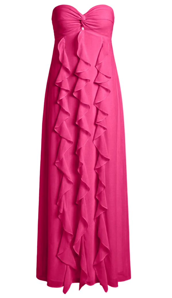 Vestido Longo Festa Crepe Babados Jamine Ameixa | Laguna