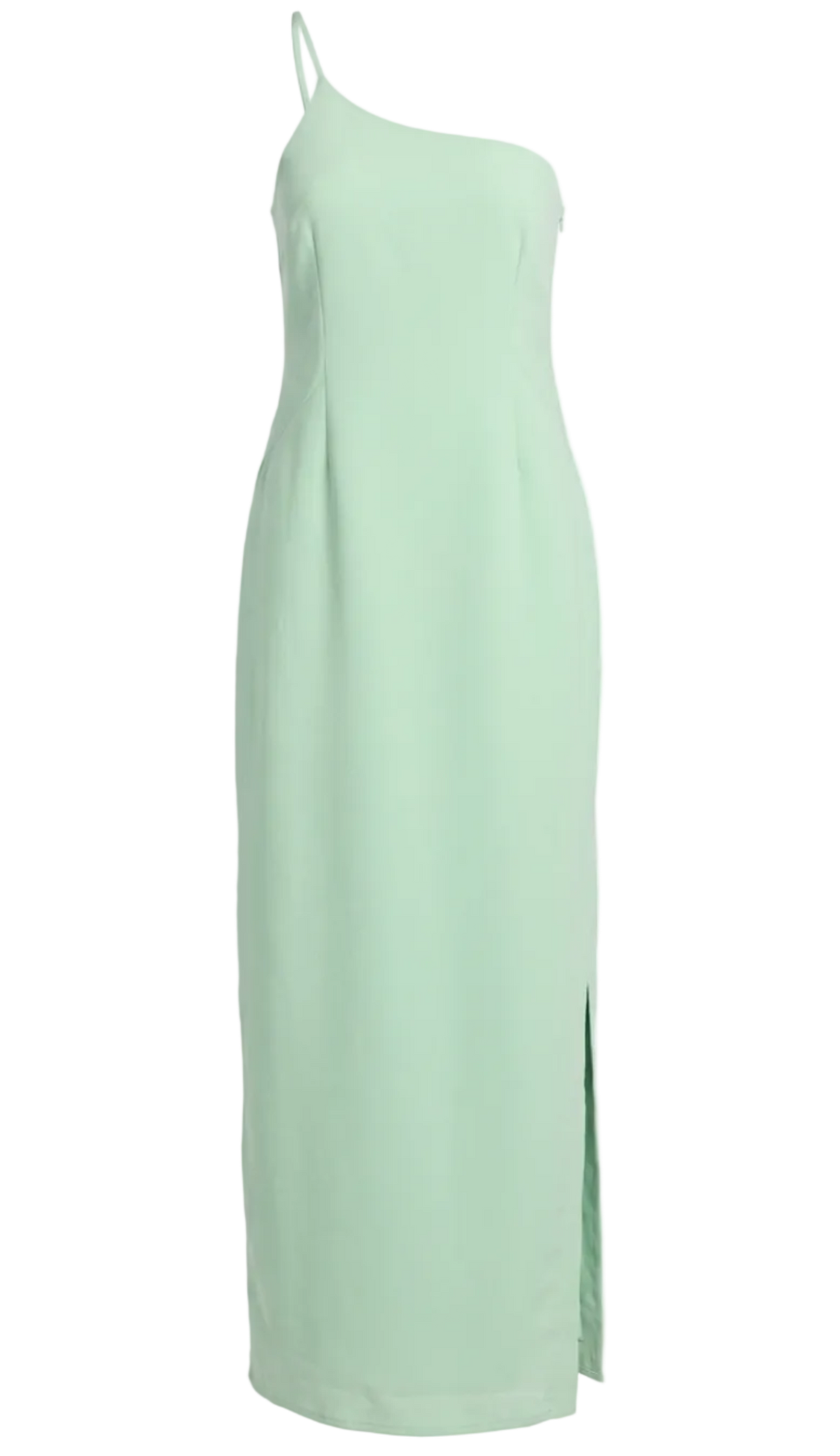 Vestido Longo Ombro Único Linho Leca Verde | Laguna