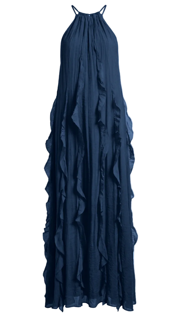 Vestido Longo Babados Poliviscose Moana Marinho | Laguna