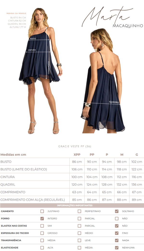 Macaquinho Crepe Chiffon Marta | Laguna