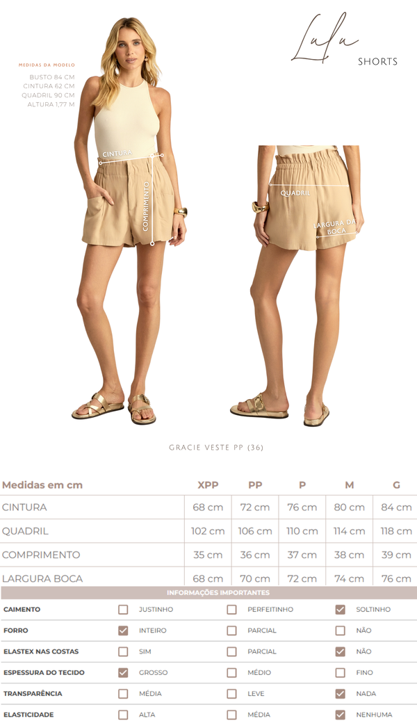 Shorts Clochard Alfaiataria Textura Lulu | Laguna