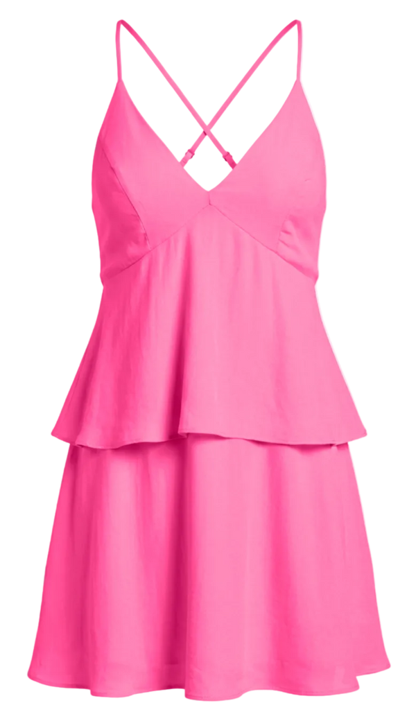 Vestido Curto Solto Crepe Elis Rosa | Laguna