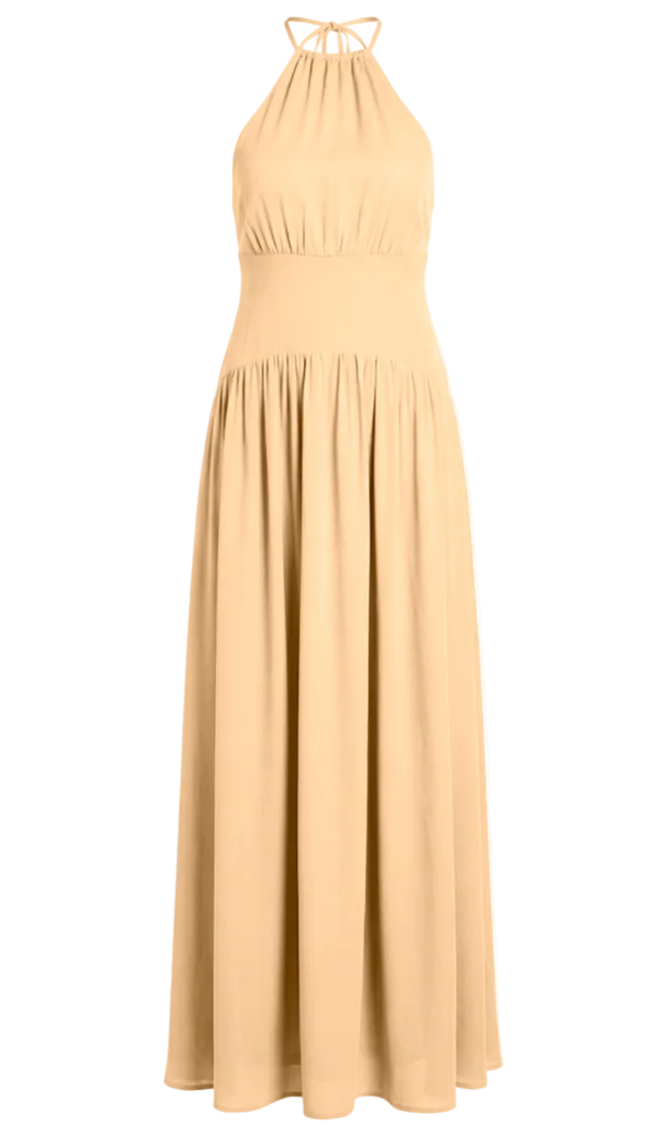 Vestido Longo Frente Única Viscose Pauline Manteiga | Laguna