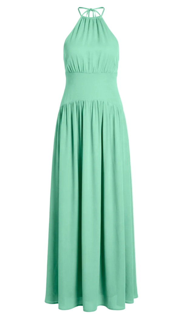 Vestido Longo Frente Única Viscose Pauline Verde | Laguna