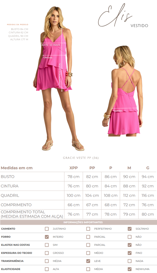 Vestido Curto Solto Crepe Elis | Laguna