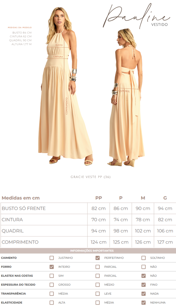 Vestido Longo Frente Única Viscose Pauline | Laguna