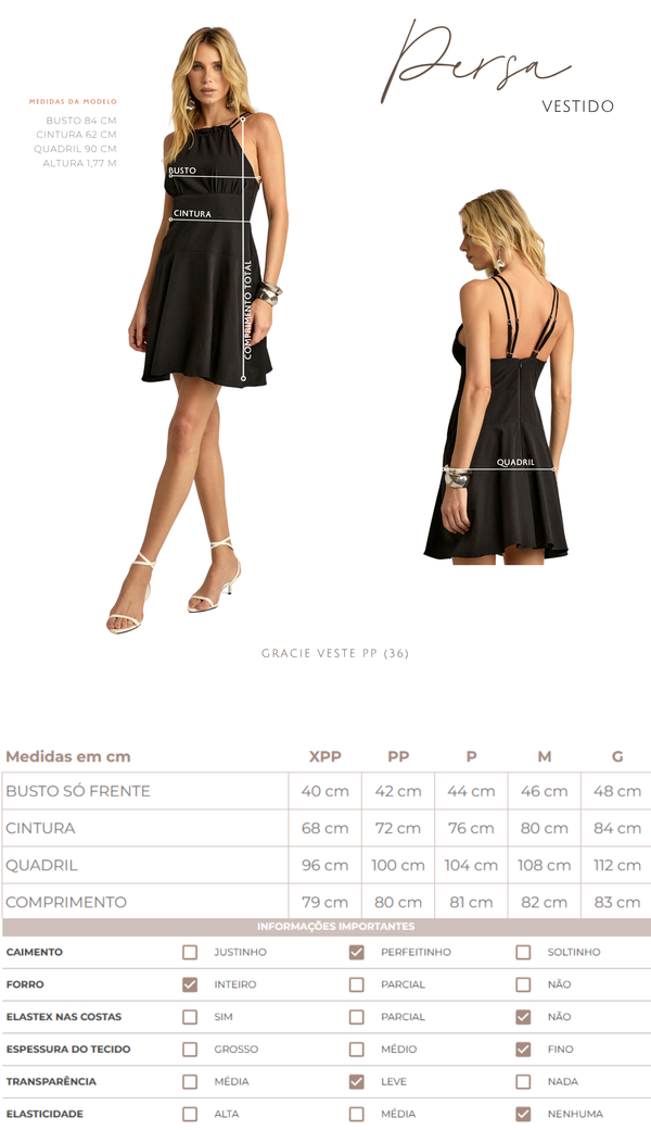 Vestido Curto Crepe Persa | Laguna