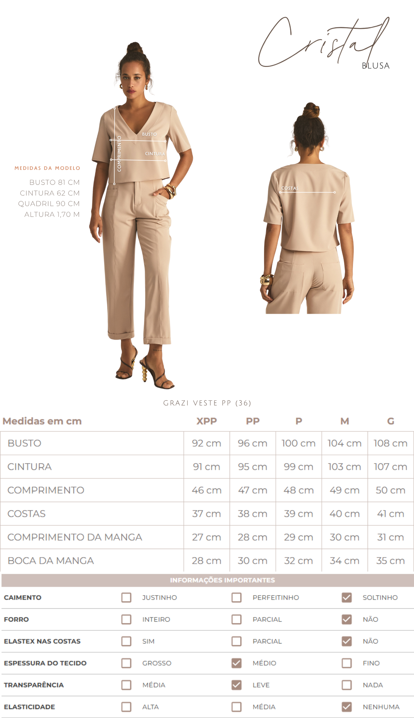 Blusa Cristal Caqui