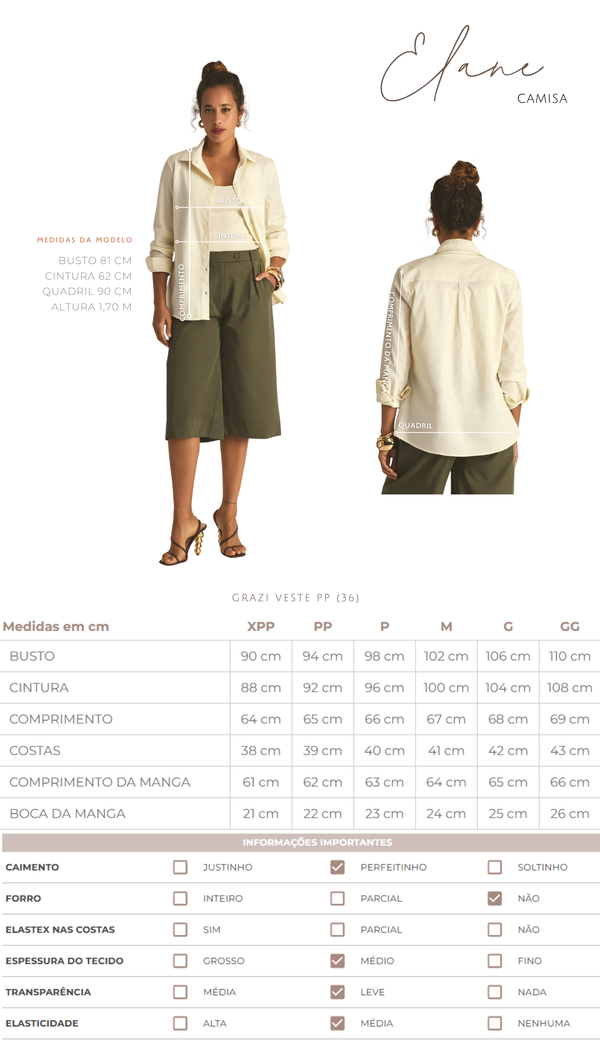 Camisa em Tricoline de Algodão Elane | Laguna