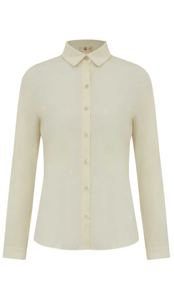 Camisa em Tricoline de Algodão Elane Off White | Laguna