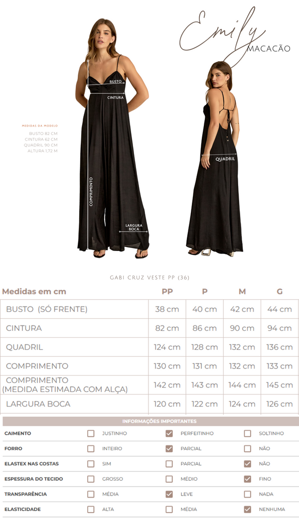 Macacão Amplo Poliviscose Emily | Laguna