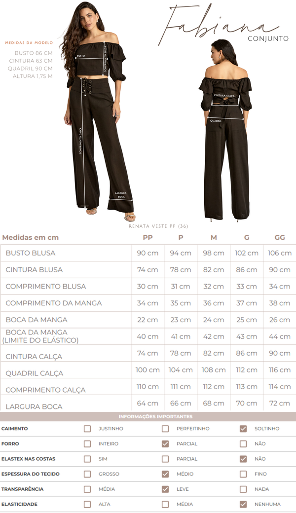 Conjunto Blusa e Calça Linho Fabiana | Laguna