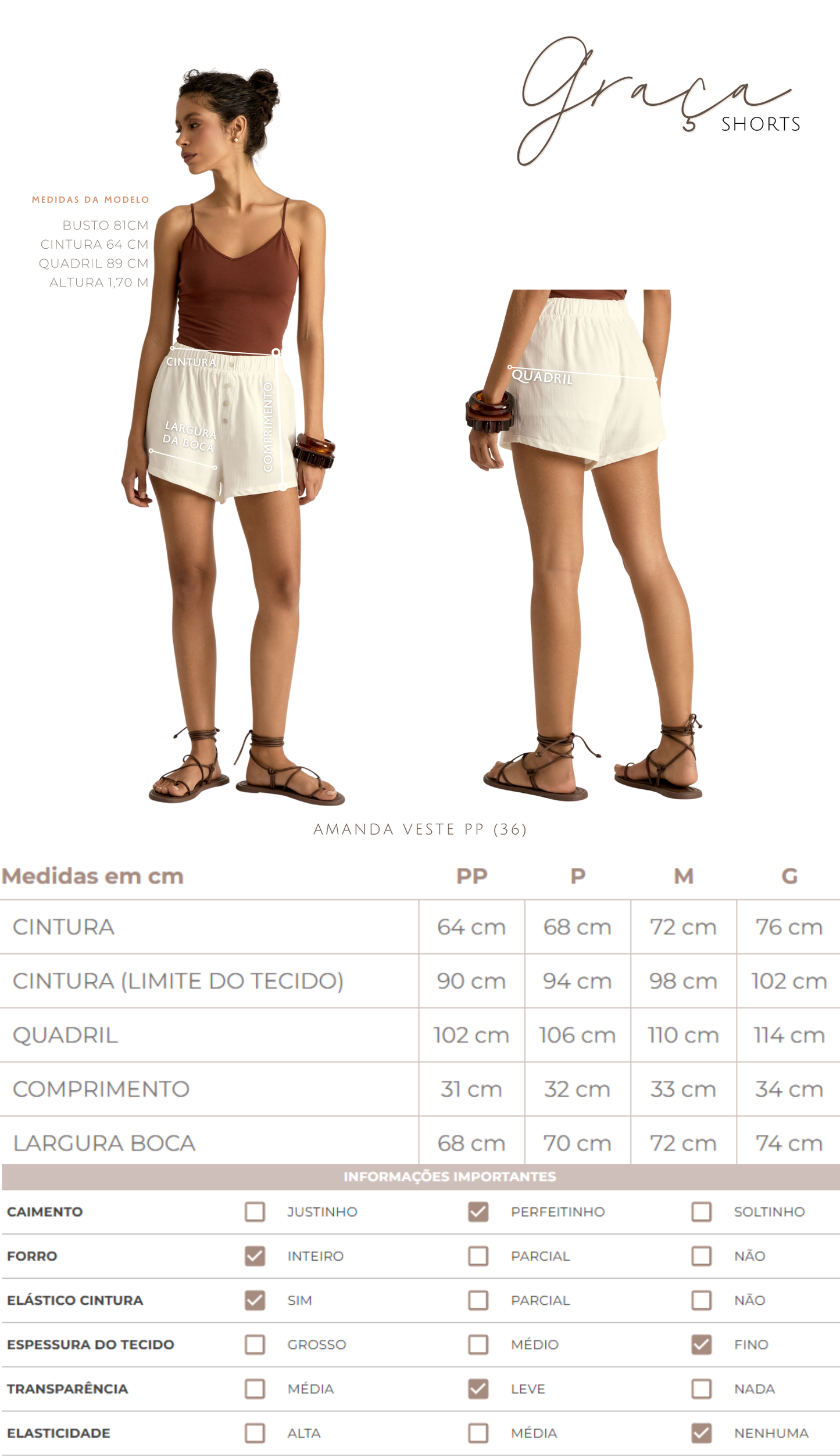 Shorts Graça Mocha