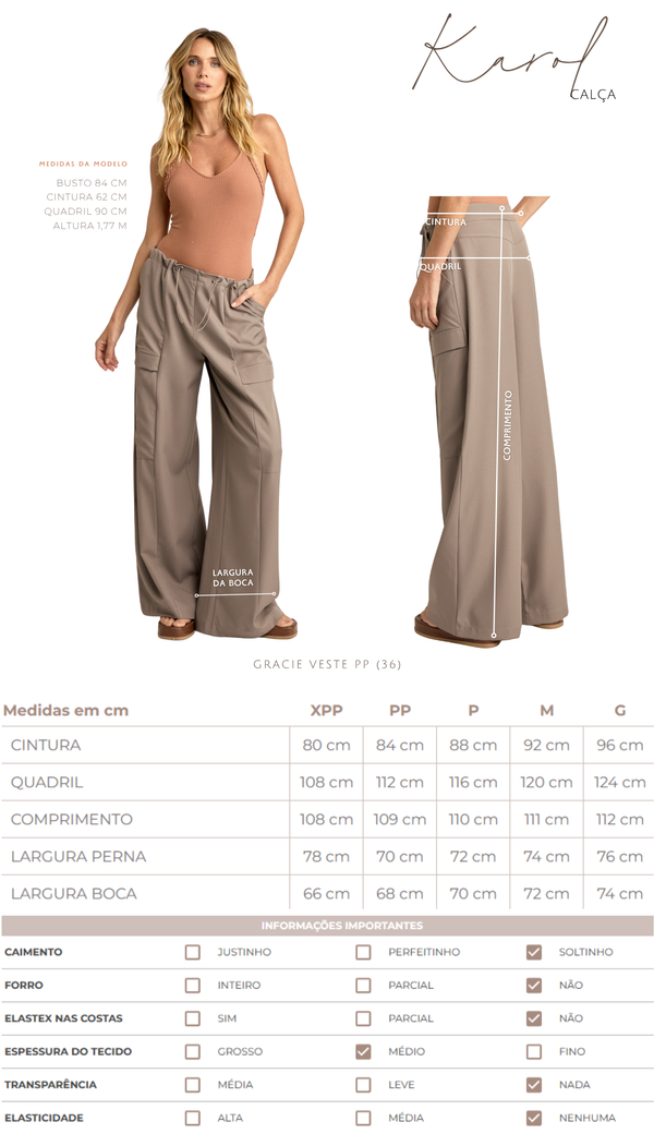 Calça Wide Cargo Alfaiataria Karol | Laguna