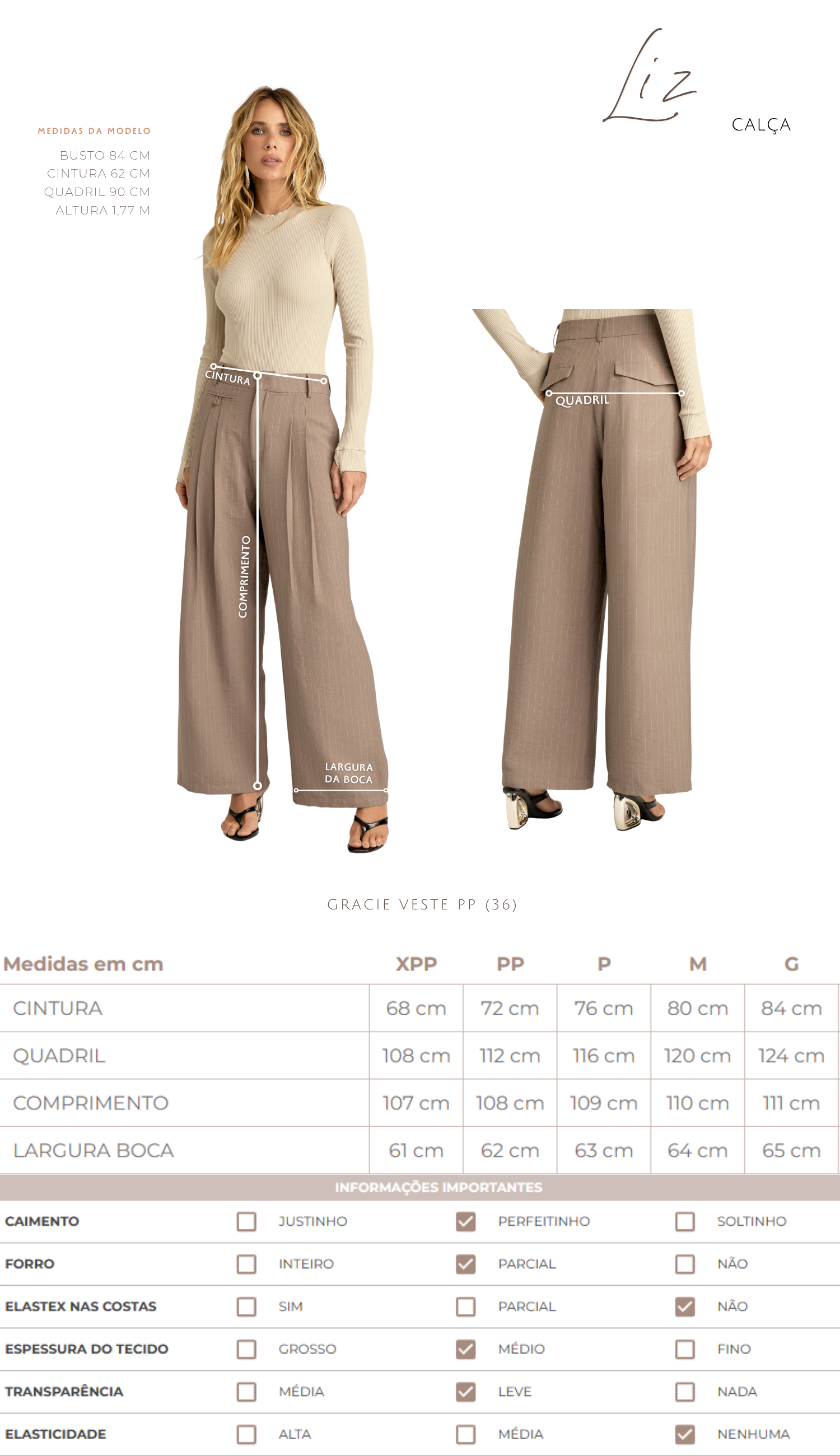 Calça Wide Alfaiataria Risca de Giz Liz | Laguna