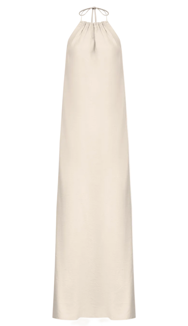 Vestido Longo Viscolinho Halter Madalena Natural | Laguna