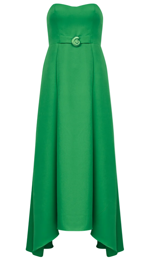 Vestido Longo Crepe de Alfaiataria Márcia Verde | Laguna