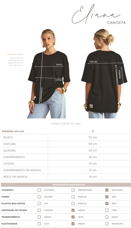 Camiseta Algodão Egípcio Eliana Mocha