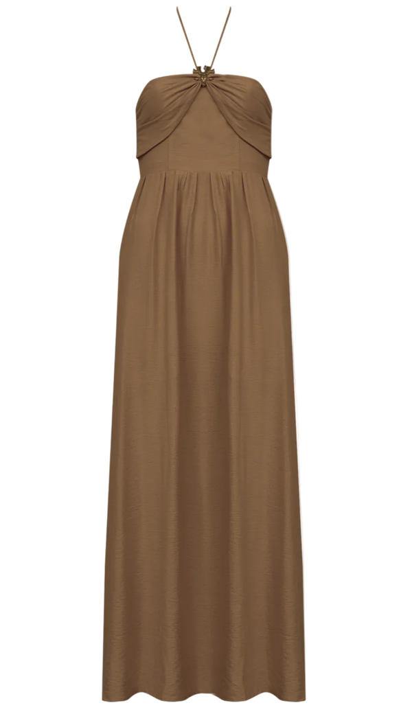 Vestido Longo Poliviscose Michelle Café | Laguna