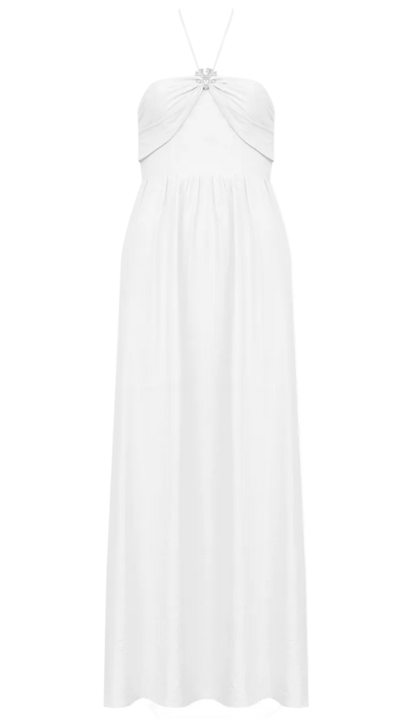 Vestido Longo Poliviscose Michelle Off White | Laguna