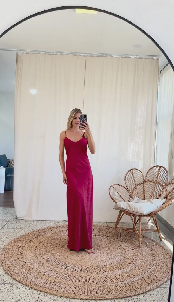Vestido Longo Slip Dress Acetinado Pérola | Laguna