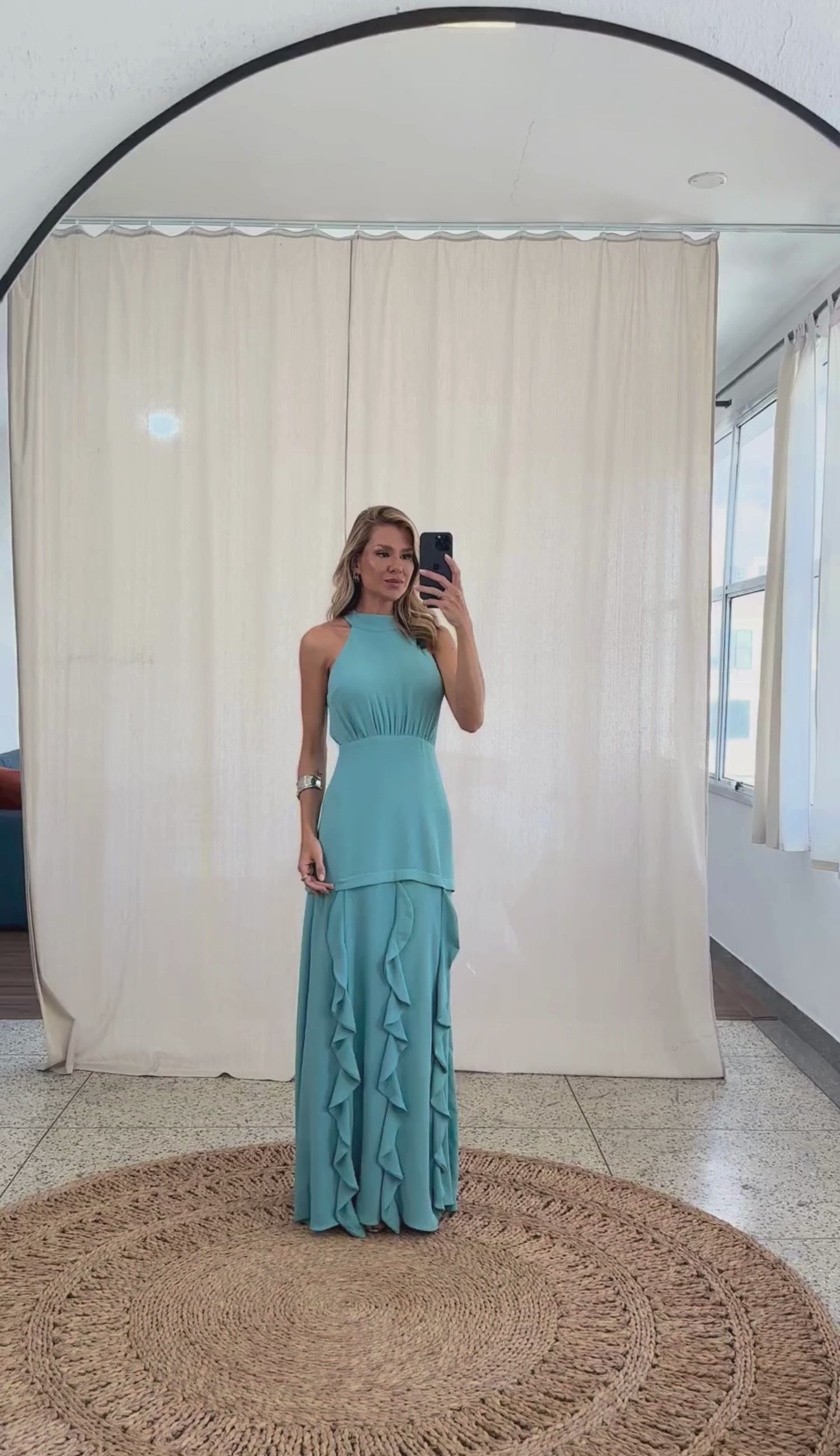 Vestido Festa Longo Crepe Texturizado Peaches | Laguna