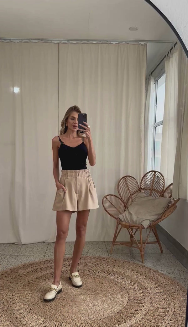 Shorts Clochard Alfaiataria Textura Lulu | Laguna